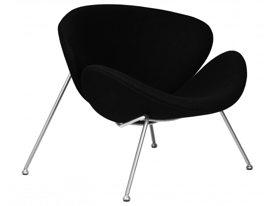 Кресло дизайнерское DOBRIN EMILY, черный ткань AF9, хромированная сталь