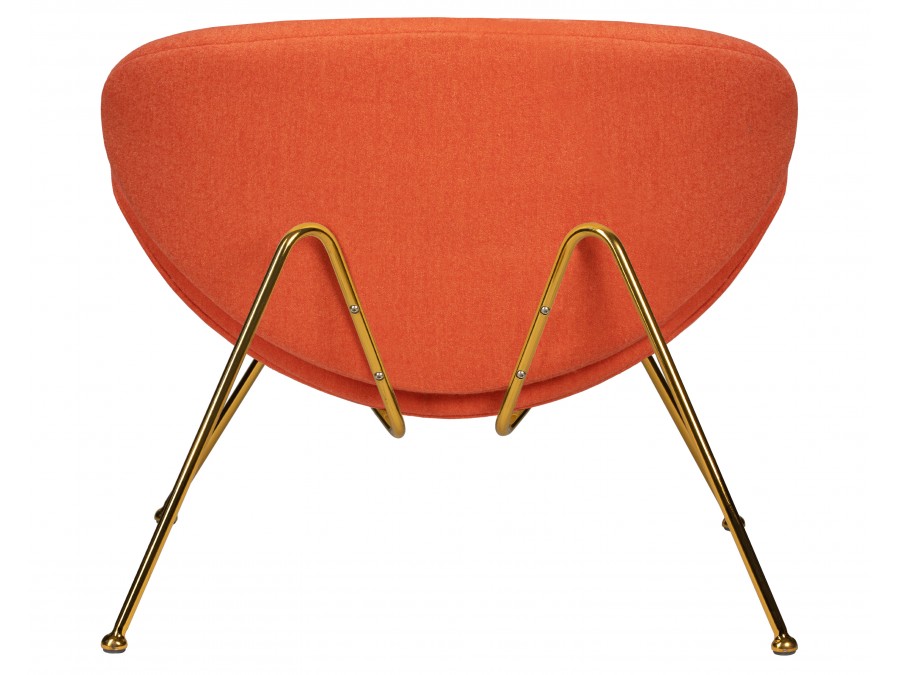 Кресло дизайнерское DOBRIN EMILY, оранжевая ткань AF, золотое основание