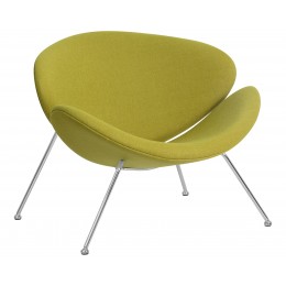Кресло дизайнерское DOBRIN EMILY, светло-зеленая ткань AF3, хромированная сталь