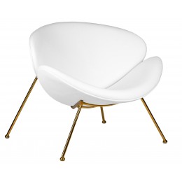 Кресло дизайнерское DOBRIN EMILY, белый винил YP17, золотое основание