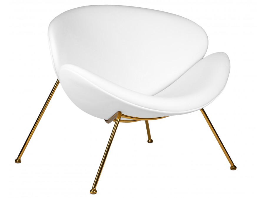 Кресло дизайнерское DOBRIN EMILY, белый винил YP17, золотое основание