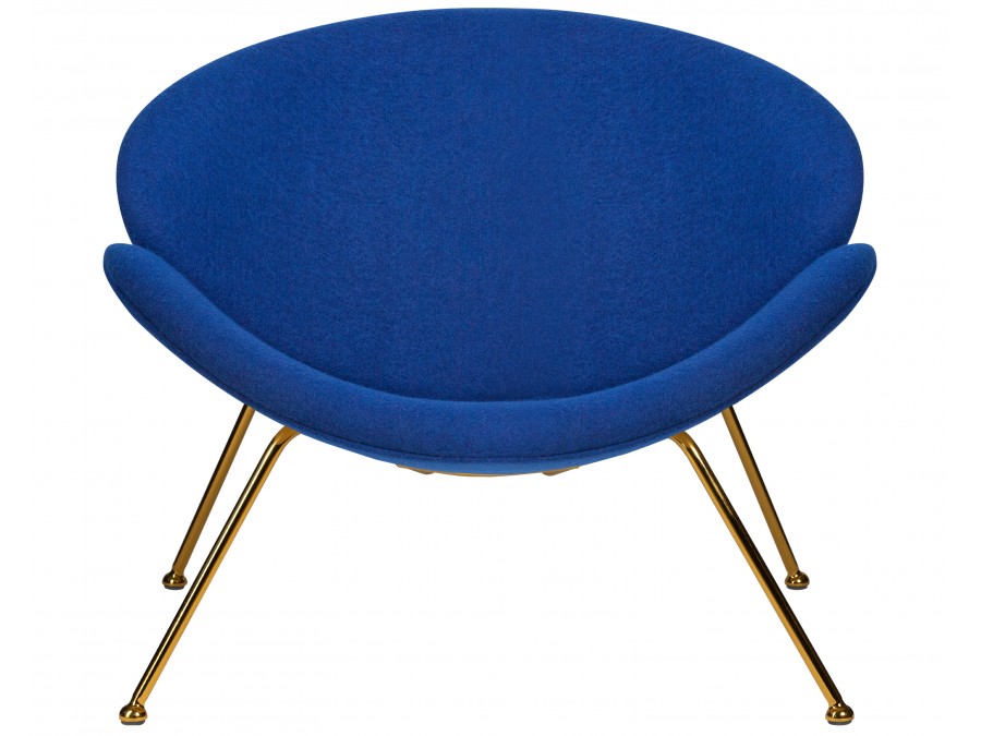 Кресло дизайнерское DOBRIN EMILY, синяя ткань AF6, золотое основание