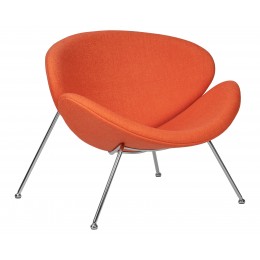 Кресло дизайнерское DOBRIN EMILY, оранжевая ткань AF, хромированная сталь