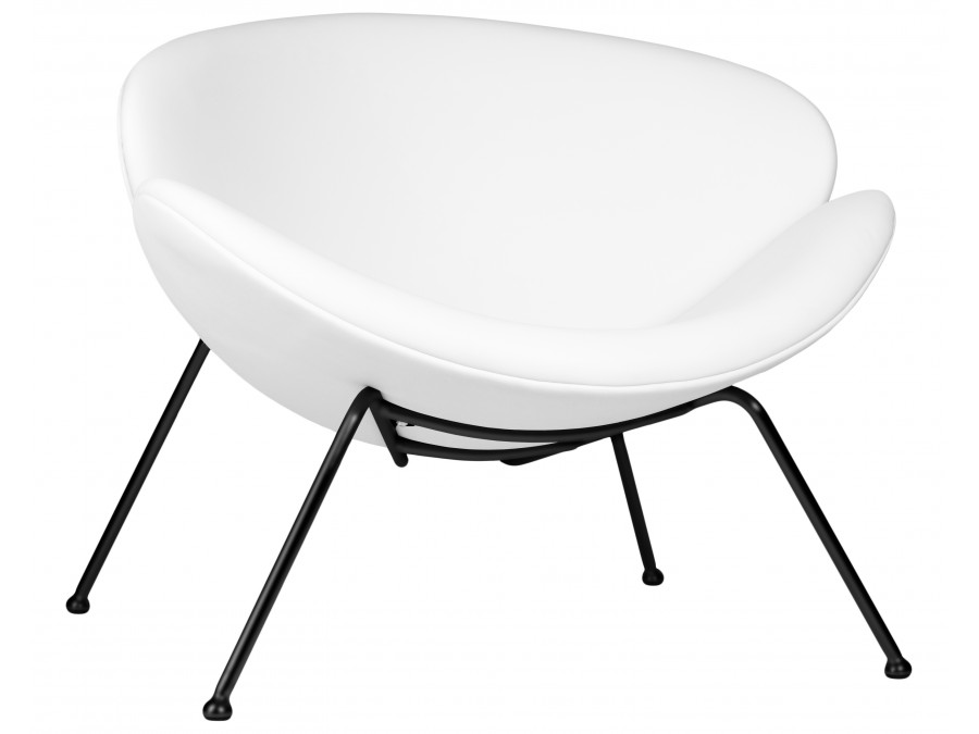 Кресло дизайнерское DOBRIN EMILY, белый винил YP17, черное основание