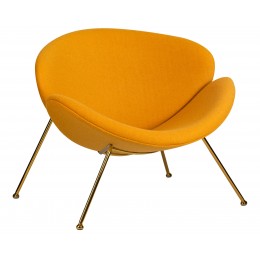 Кресло дизайнерское DOBRIN EMILY, желтая ткань AF13, золотое основание