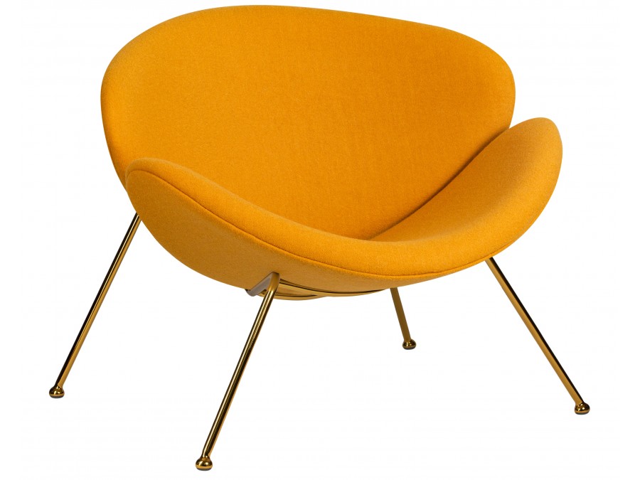 Кресло дизайнерское DOBRIN EMILY, желтая ткань AF13, золотое основание