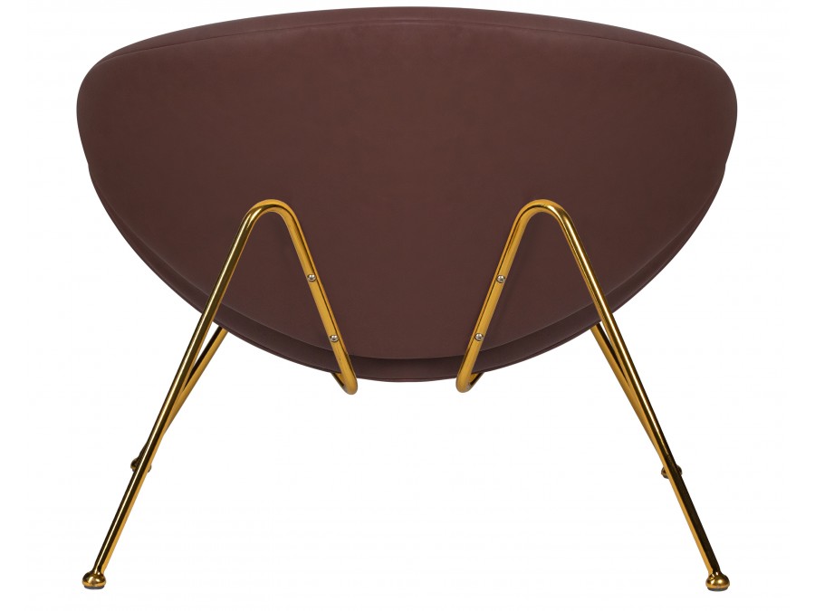 Кресло дизайнерское DOBRIN EMILY, коричневый винил YP5, золотое основание