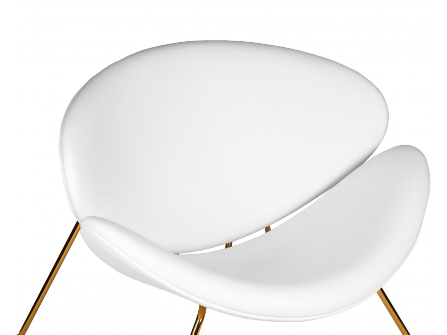 Кресло дизайнерское DOBRIN EMILY, белый винил YP17, золотое основание