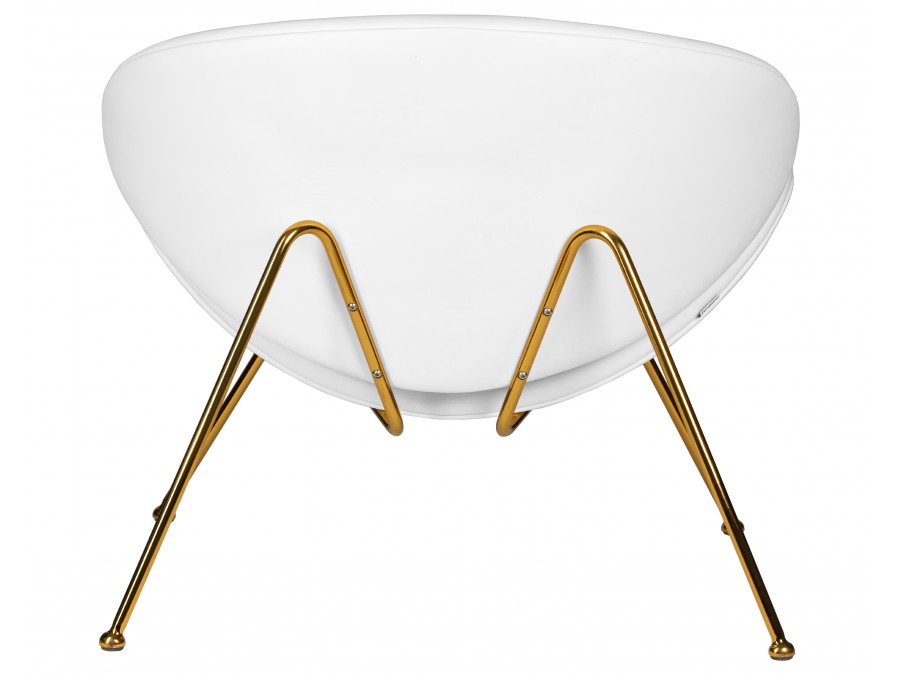 Кресло дизайнерское DOBRIN EMILY, белый винил YP17, золотое основание