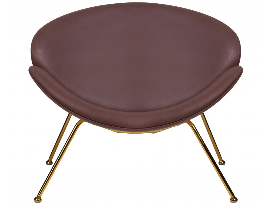 Кресло дизайнерское DOBRIN EMILY, коричневый винил YP5, золотое основание