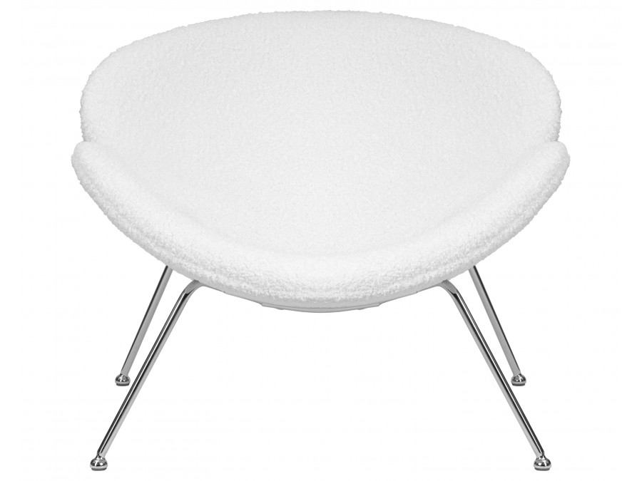 Кресло дизайнерское DOBRIN EMILY, белый (букле) ткань , хромированная сталь