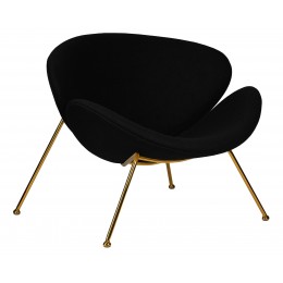 Кресло дизайнерское DOBRIN EMILY, черный ткань AF9, золотое основание