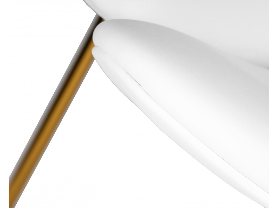 Кресло дизайнерское DOBRIN EMILY, белый винил YP17, золотое основание