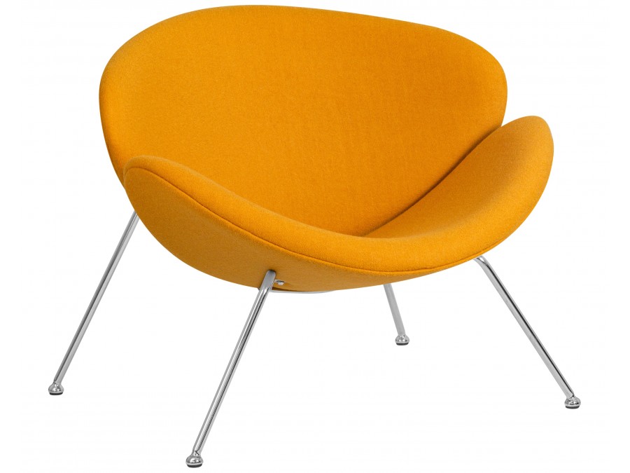 Кресло дизайнерское DOBRIN EMILY, желтая ткань AF13, хромированная сталь