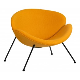 Кресло дизайнерское DOBRIN EMILY, желтая ткань AF13, черное основание