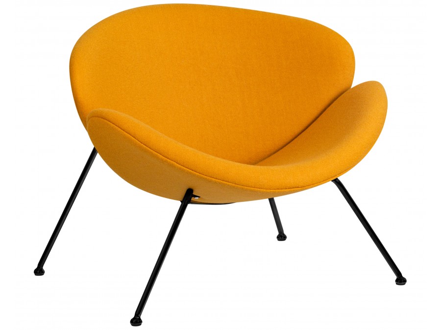 Кресло дизайнерское DOBRIN EMILY, желтая ткань AF13, черное основание