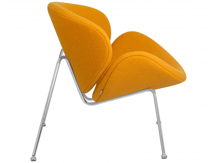 Кресло дизайнерское DOBRIN EMILY, желтая ткань AF13, хромированная сталь