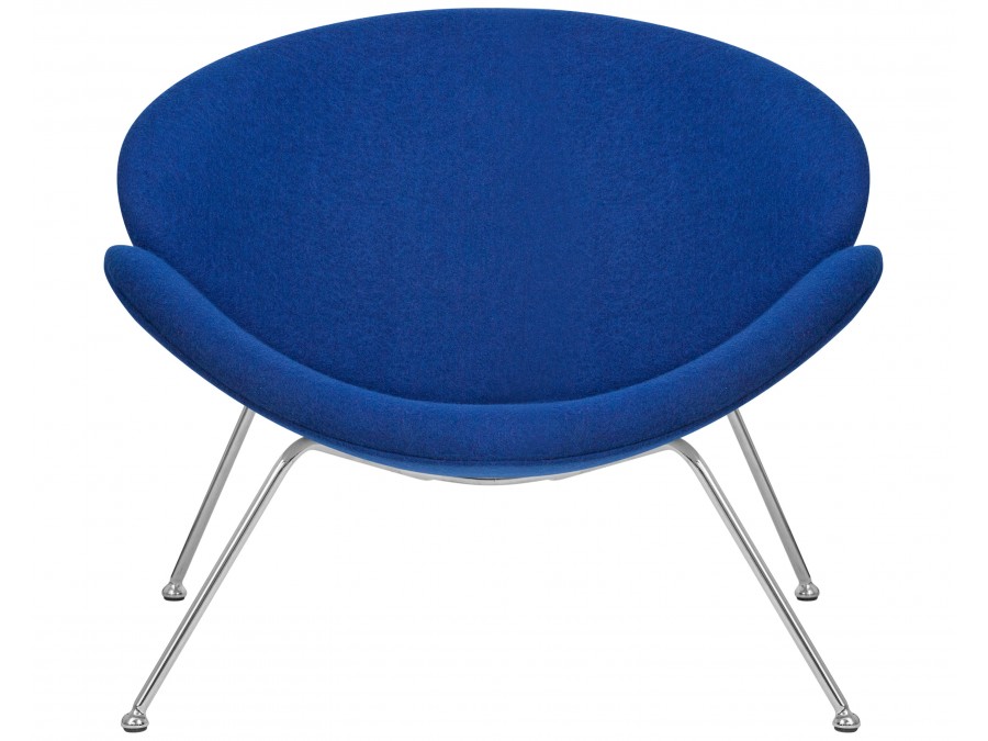 Кресло дизайнерское DOBRIN EMILY, синяя ткань AF6, хромированная сталь