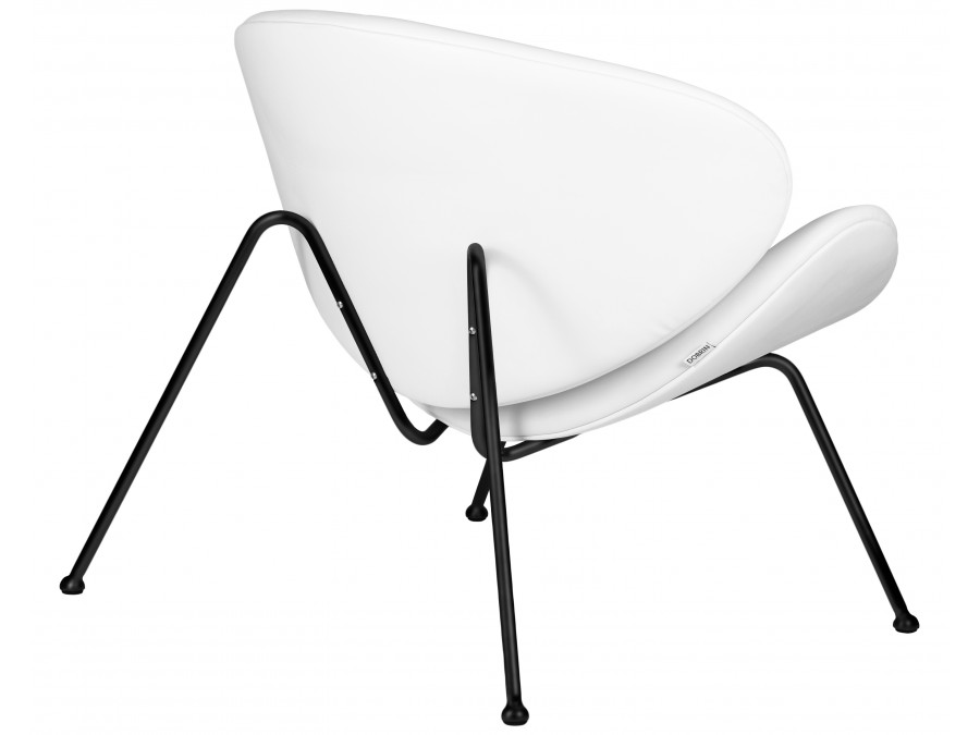 Кресло дизайнерское DOBRIN EMILY, белый винил YP17, черное основание