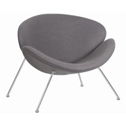 Кресло дизайнерское DOBRIN EMILY, серая ткань AF7, хромированная сталь