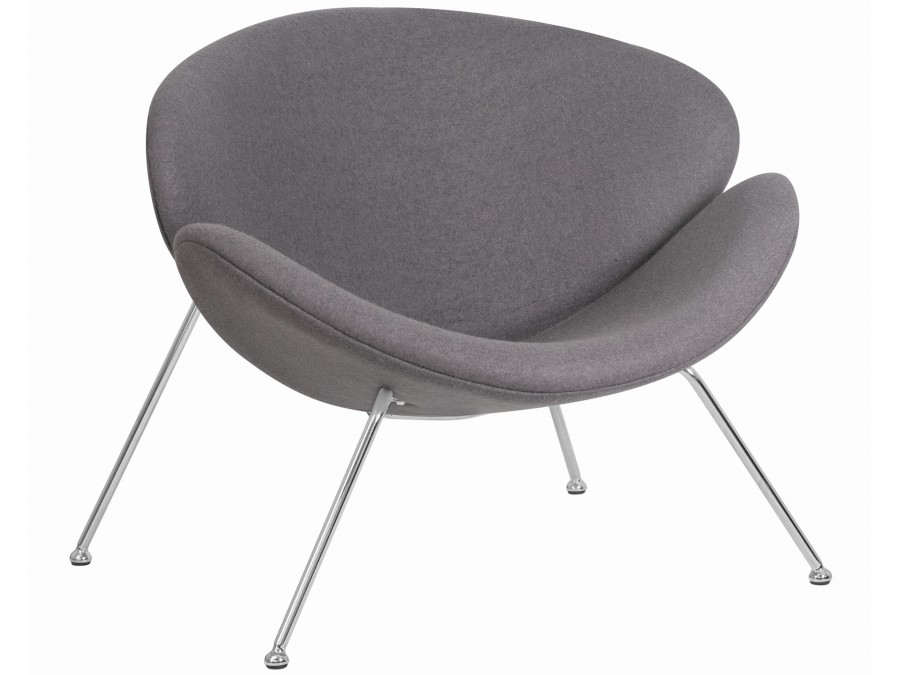 Кресло дизайнерское DOBRIN EMILY, серая ткань AF7, хромированная сталь