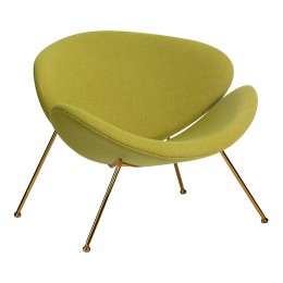 Кресло дизайнерское DOBRIN EMILY, светло-зеленая ткань AF3, золотое основание