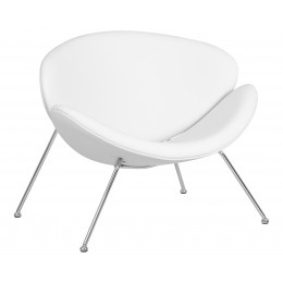 Кресло дизайнерское DOBRIN EMILY, белый винил YP17, хромированная сталь