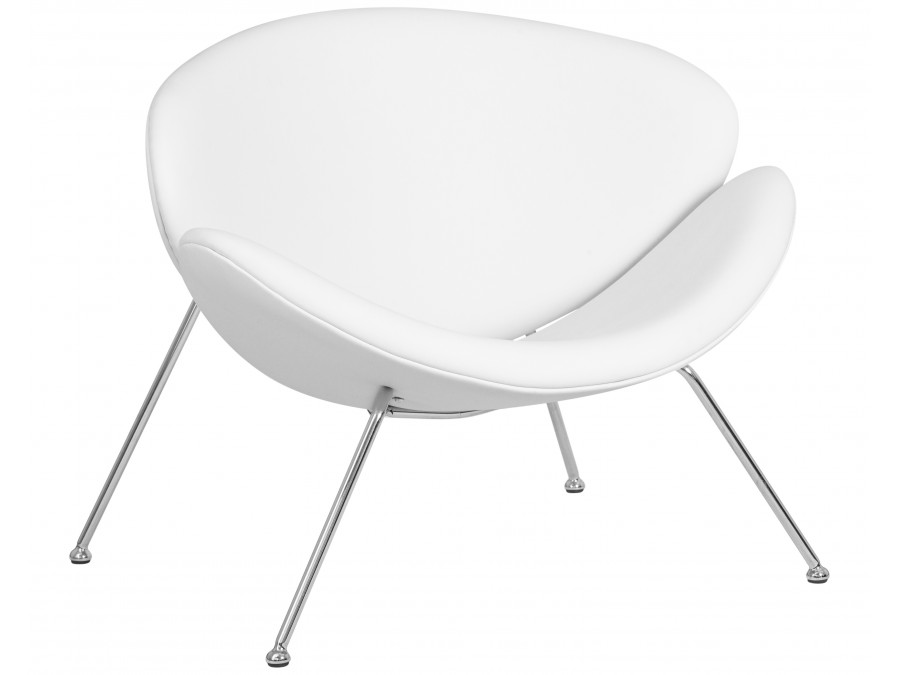 Кресло дизайнерское DOBRIN EMILY, белый винил YP17, хромированная сталь