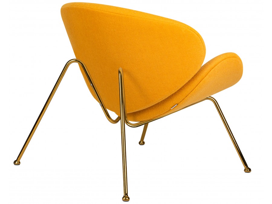 Кресло дизайнерское DOBRIN EMILY, желтая ткань AF13, золотое основание