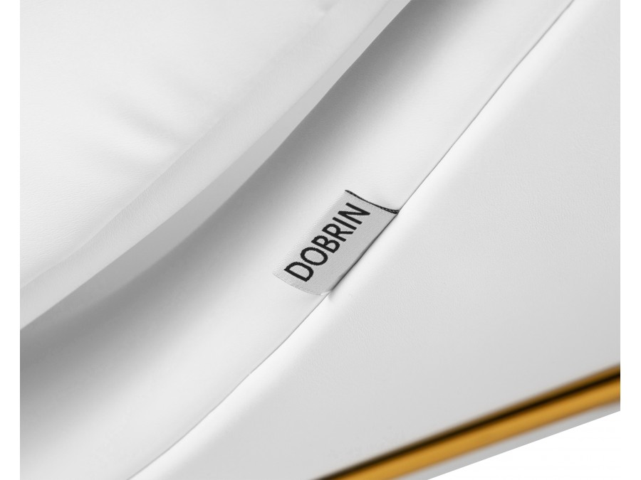 Кресло дизайнерское DOBRIN EMILY, белый винил YP17, золотое основание