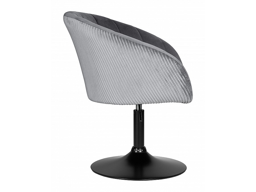 Кресло дизайнерское DOBRIN EDISON BLACK, серый велюр (1922-19)