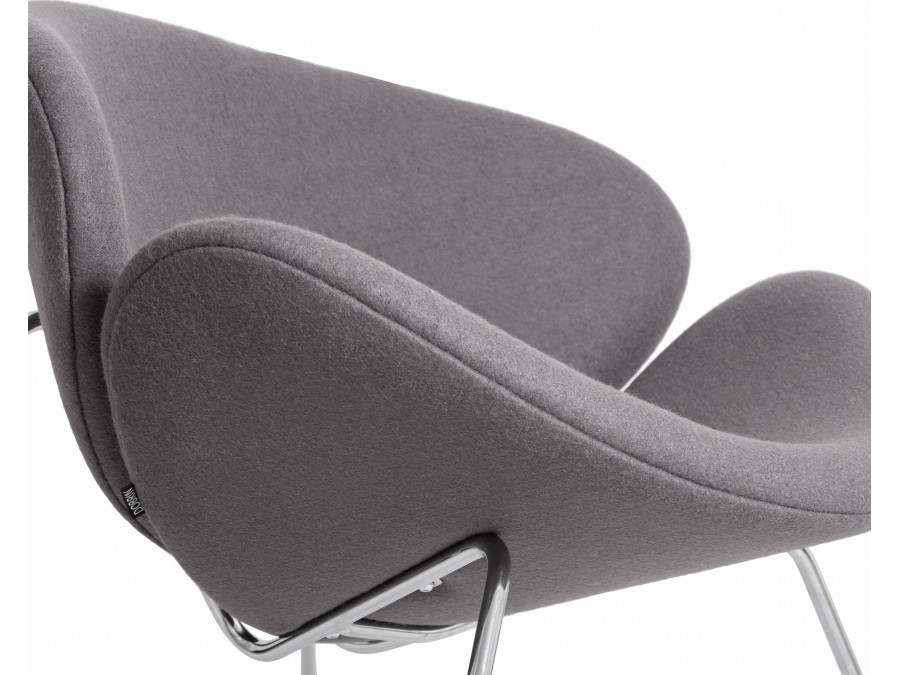 Кресло дизайнерское DOBRIN EMILY, серая ткань AF7, хромированная сталь