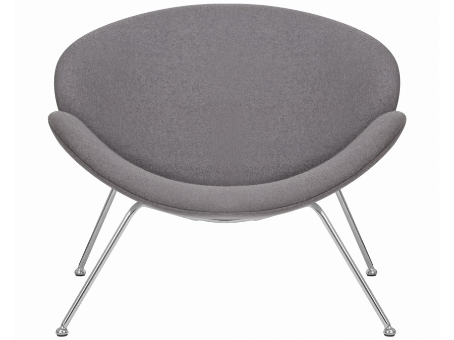 Кресло дизайнерское DOBRIN EMILY, серая ткань AF7, хромированная сталь