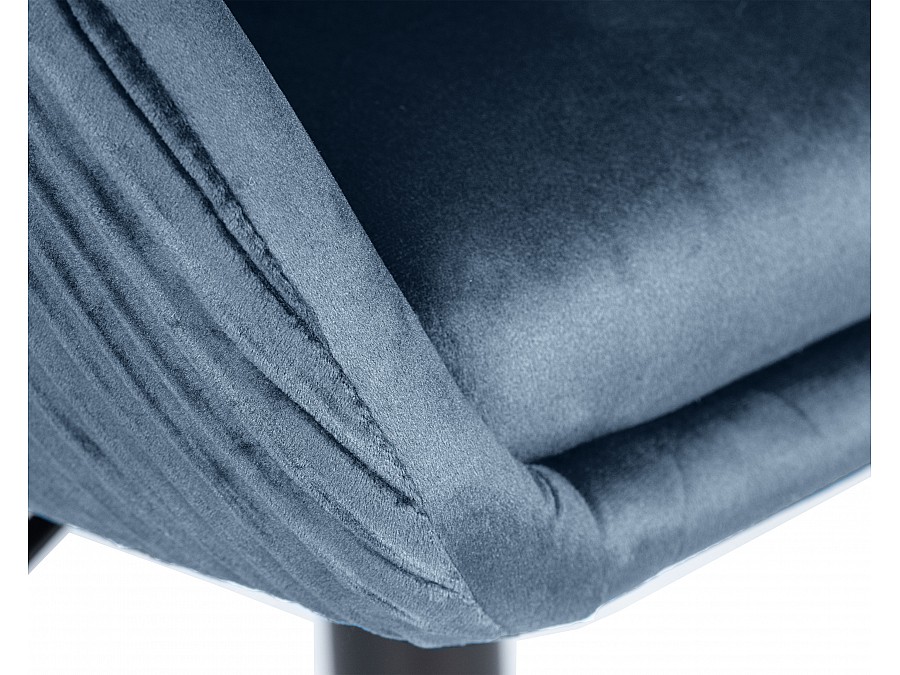 Кресло дизайнерское DOBRIN EDISON BLACK, синий велюр (1922-20)