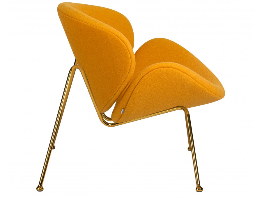 Кресло дизайнерское DOBRIN EMILY, желтая ткань AF13, золотое основание