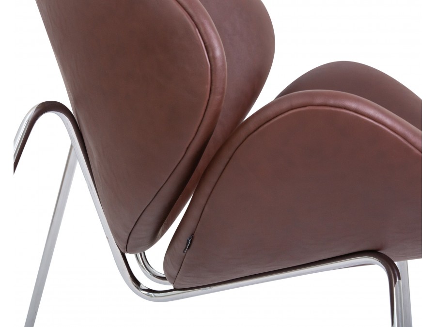 Кресло дизайнерское DOBRIN EMILY, коричневый винил YP5, хромированная сталь