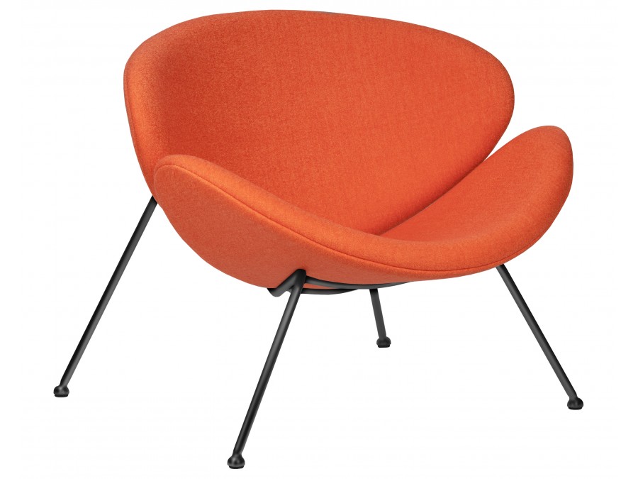 Кресло дизайнерское DOBRIN EMILY, оранжевая ткань AF, черное основания