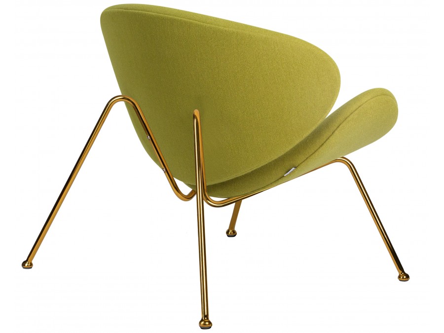 Кресло дизайнерское DOBRIN EMILY, светло-зеленая ткань AF3, золотое основание