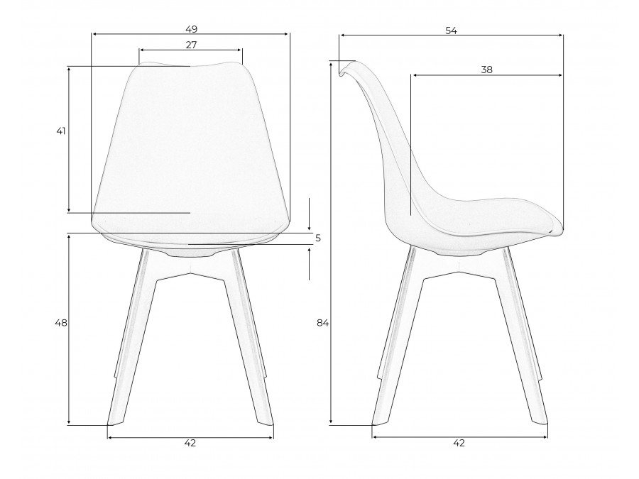 Стул обеденный DOBRIN HARRY, цвет сиденья белый (W-02), ножки пластик черные (В-03)