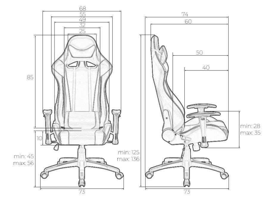 Кресло игровое DOBRIN DALLAS, черно-белый