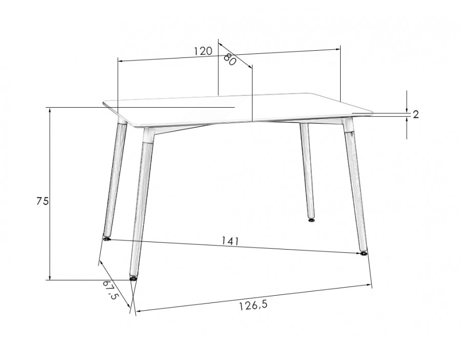 Стол обеденный DOBRIN SERRA WIDE, ножки светлый бук, столешница белая
