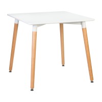 Стол обеденный DOBRIN SERRA, ножки светлый бук, столешница белая
