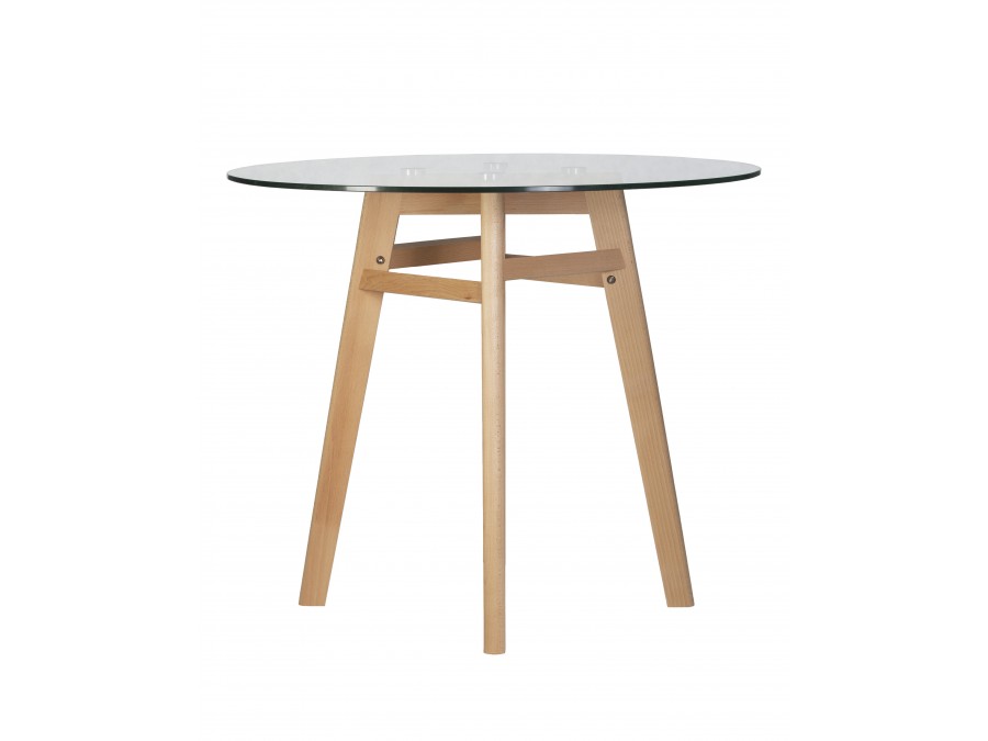 Стол обеденный DOBRIN HENRY`90 GLASS, столешница стекло, деревянное основание