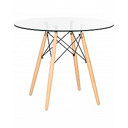 Стол обеденный DOBRIN CHELSEA`90 GLASS, ножки светлый бук, столешница стекло