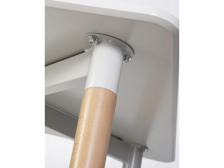 Стол обеденный DOBRIN SERRA, ножки светлый бук, столешница светло-серая