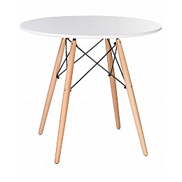 Стол обеденный DOBRIN CHELSEA`80, ножки светлый бук, столешница белая