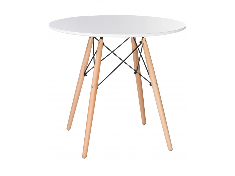 Стол обеденный DOBRIN CHELSEA`80, ножки светлый бук, столешница белая