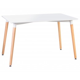 Стол обеденный DOBRIN SERRA WIDE, ножки светлый бук, столешница белая