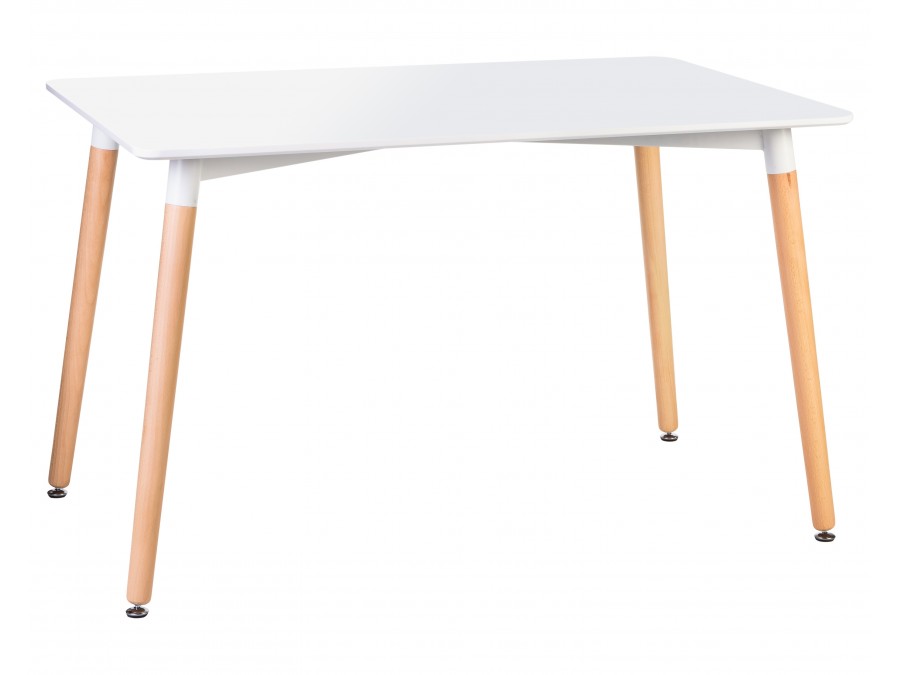 Стол обеденный DOBRIN SERRA WIDE, ножки светлый бук, столешница белая