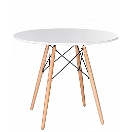 Стол обеденный DOBRIN CHELSEA`90, ножки светлый бук, цвет белый